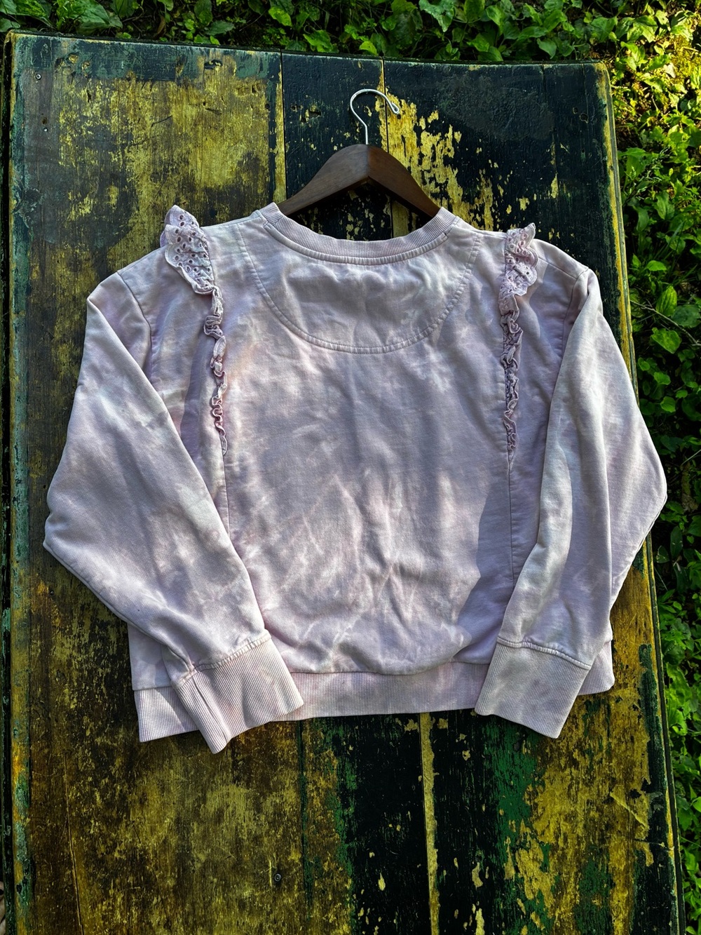 Light Pink Tie Dye Ruffle Sweatshirt